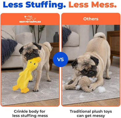 Petvexa Squeaky Crinkle Duck Dog Toy, Stuffing Free Plush Toy for Small, Medium and Large Dogs